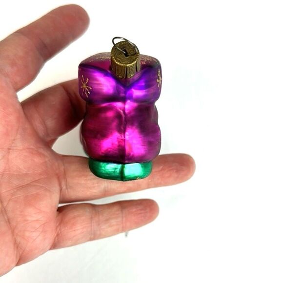 Vintage Glass Christmas Ornament Purple Boot made in Germany - Picture 7 of 9